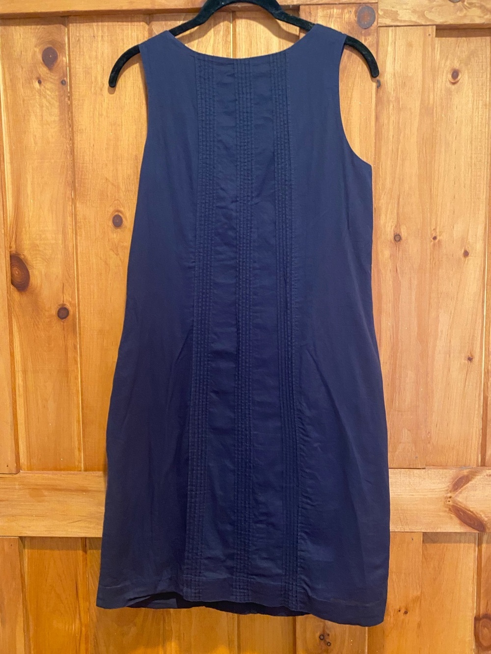 Lands'End Women's Navy Blue Pleated Accent Knee Length Double Layer Dress - Picture 2 of 5